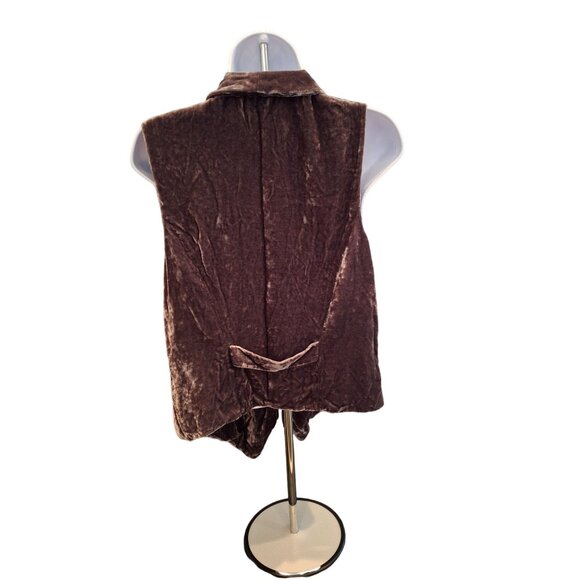 J. Jill Brown Velvet Vest S Rayon Silk Blend Drape Open Front Boho Chic Goth - Picture 2 of 7